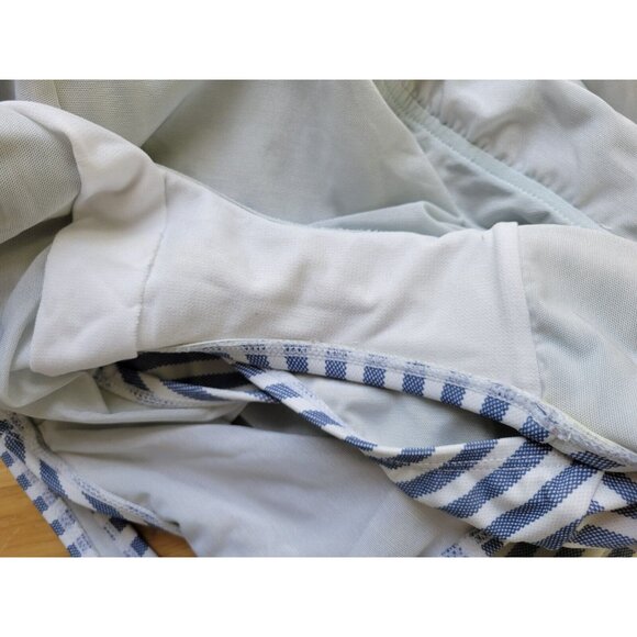 Time Tru Womens Swimsuit 1X One Piece Blue Stripe Plunge Bra Lined STR153E - Picture 9 of 11